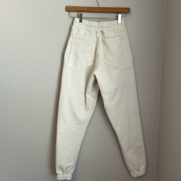 Rhude Men’s Embroidered Logo Loopback Cotton Jersey Sweatpants in Cream, Small - Picture 8 of 13